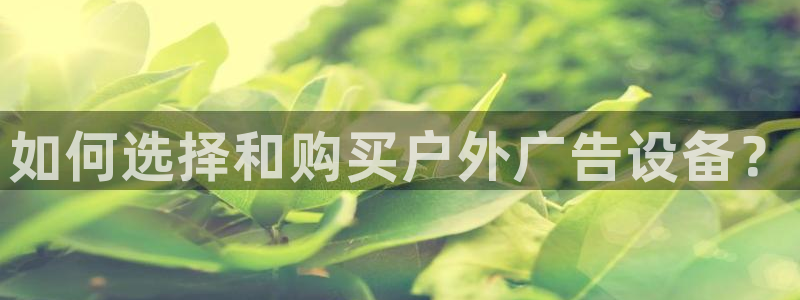 杏宇平台注册地址：如何选择和购买户外广告设备？